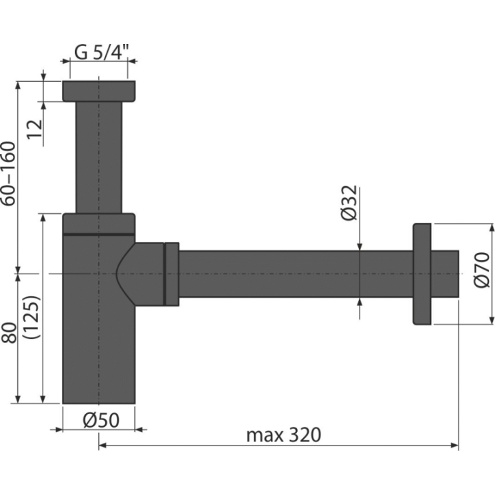 PÓŁSYFON UMYWALKOWY DN32 DESIGN, CZARNY-MAT