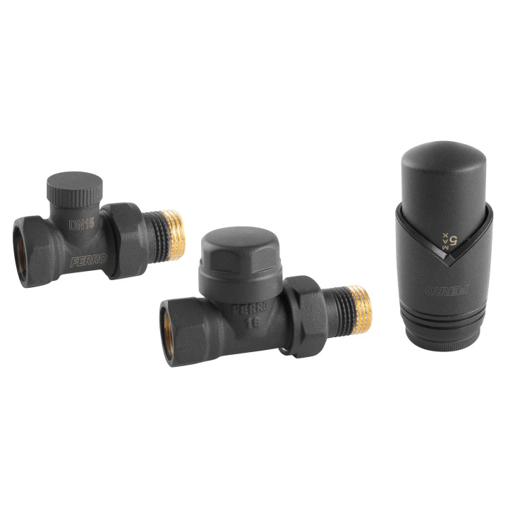 DEKORACYJNY ZESTAW TERMOSTATYCZNY PROSTY 1-2", ANTRACYTOWY