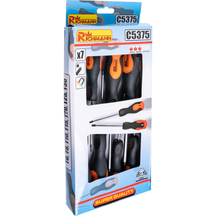 Zestaw śrubokrętów Torx magnetycznych 7 el. T6-T30 Cr-Mo Richmann