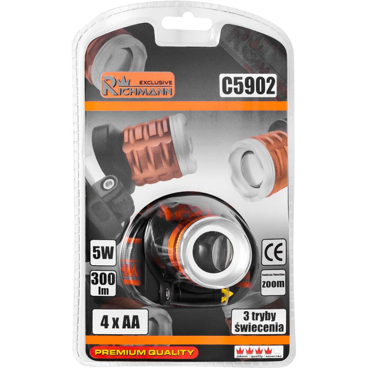LATARKA NA GŁOWĘ CREE LED 5W, ZOOM