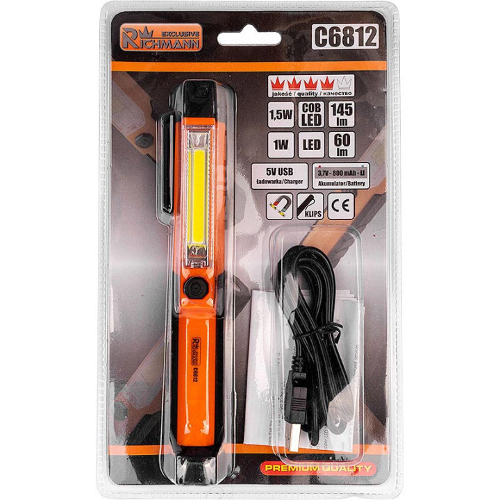 LATARKA DŁUGOPISOWA AKU. 1,5W + 1W UCHYLNA MAGNETYCZNA PODSTAWA