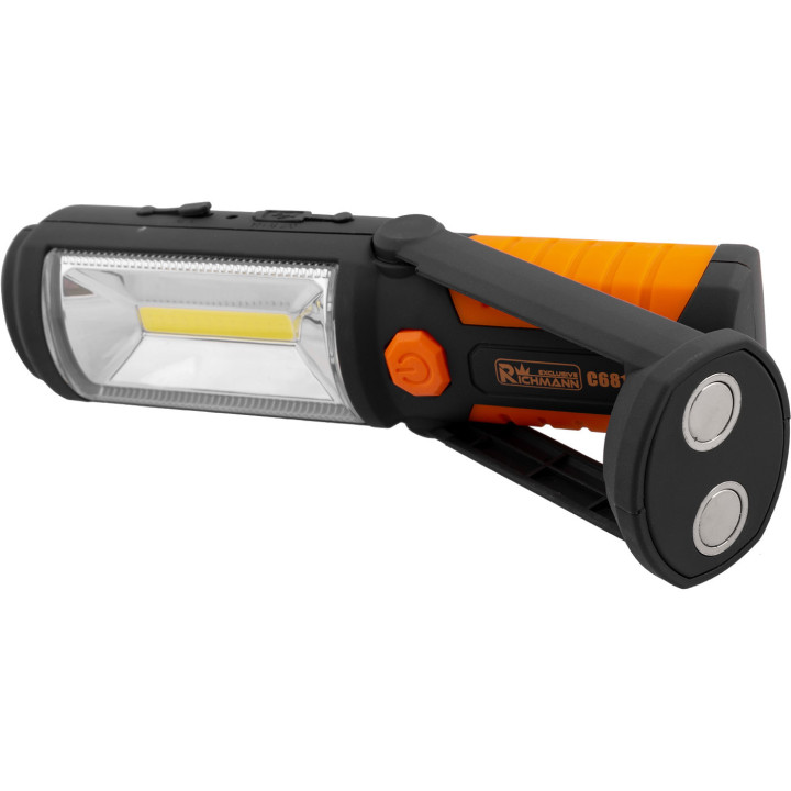 LAMPA AKU. 3W + 5 LED UCHYLNA MAGNETYCZNA PODSTAWA