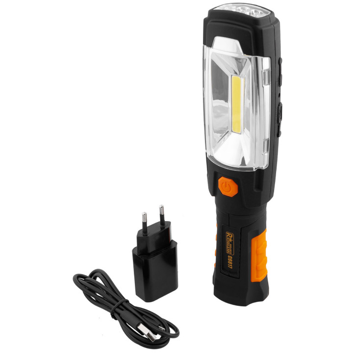 LAMPA AKU. 3W + 6 LED, OBROTOWA 360* MAGNETYCZNA