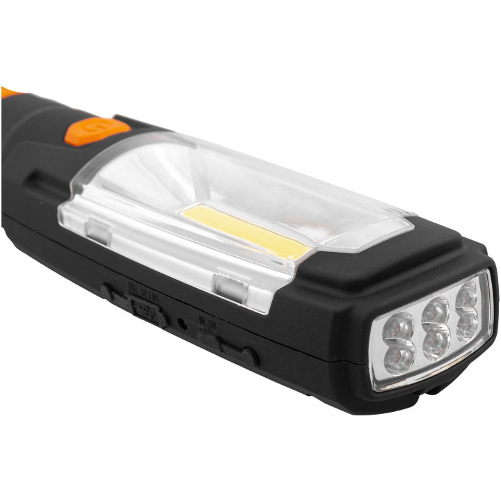 LAMPA AKU. 3W + 6 LED, OBROTOWA 360* MAGNETYCZNA