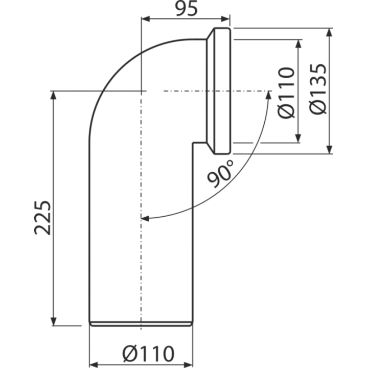 Przyłącze WC - kolano 90°
