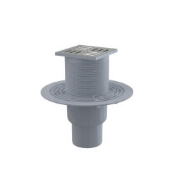 Kratka ściekowa 105×105/50/75 mm odpływ pionowy, kratka nierdzewna, kombinowany syfon SMART