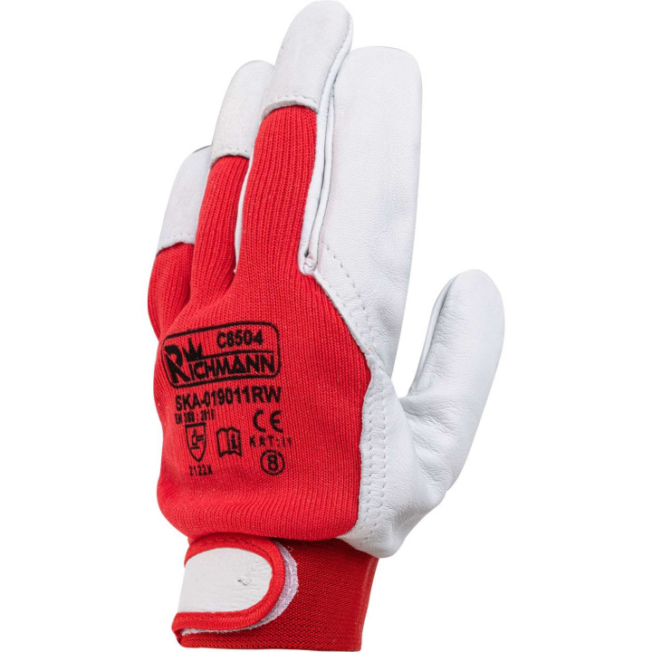 RĘKAWICE SKÓRA KOZIA LICOWA CZERWONE ROZM. 8' (SKA-019011RW)