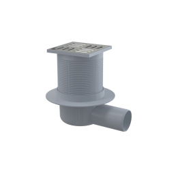 Kratka ściekowa 105×105/50 mm odpływ boczny, kratka nierdzewna, kombinowany syfon SMART