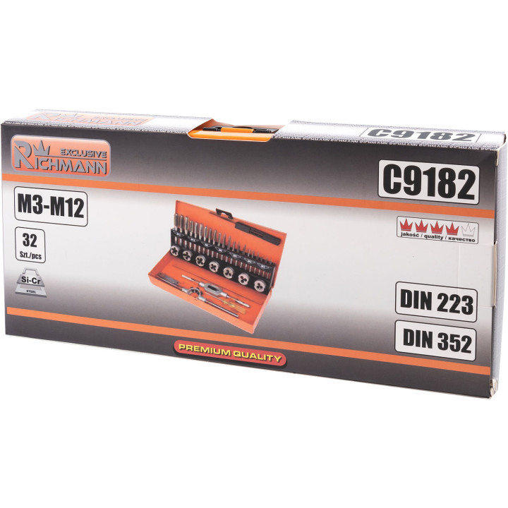 ZESTAW GWINT.I NARZ.M3-M12 32EL. DIN352