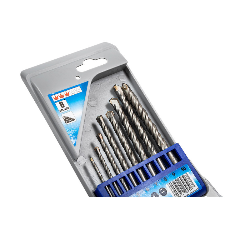 WIERTŁA DO BETONU 3-10 MM 8 ELEM. PLASTIKOWE PUDEŁKO