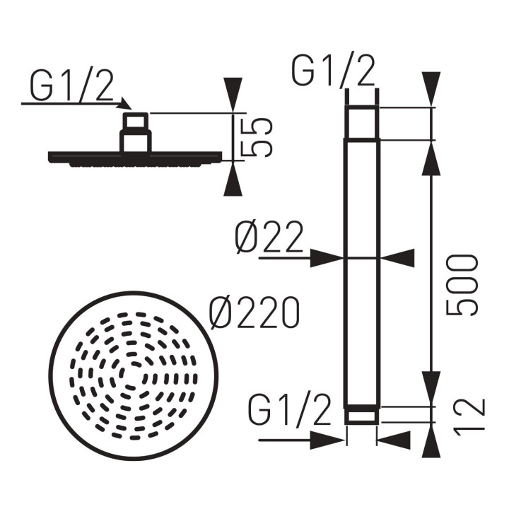 ZESTAW NATRYSKOWY SUFITOWY ROTONDO 9", CHROM