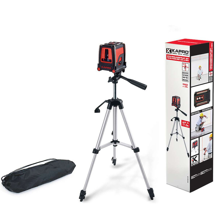 KAPRO NIWELATOR LASEROWY LINIOWO-KRZYŻOWY 1 x PION, 1 x POZIOM ZE STATYWEM MINI