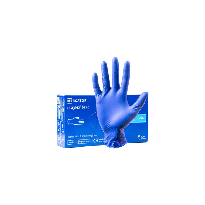 Rękawice nitrylowe niebieskie Mercator Nitrylex Basic rozmiar M 100 szt. dark blue