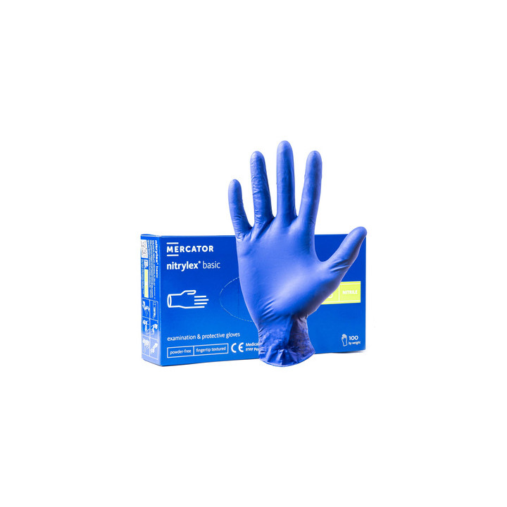 Rękawice nitrylowe niebieskie Mercator Nitrylex Basic rozmiar S 100 szt. dark blue