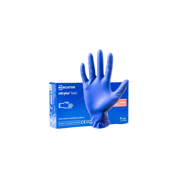 Rękawice nitrylowe niebieskie Mercator Nitrylex Basic rozmiar L 100 szt. dark blue