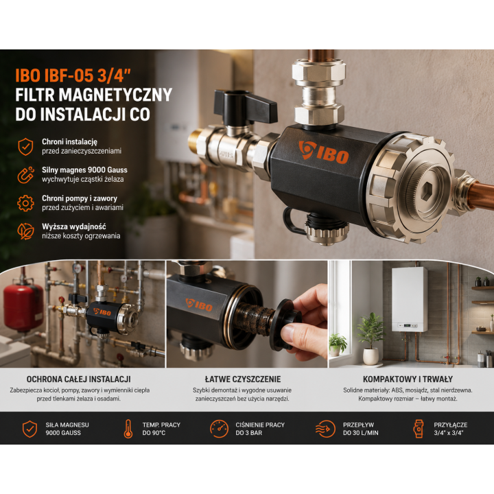 Filtr IBF-05 3/4" - Separator magnetyczny