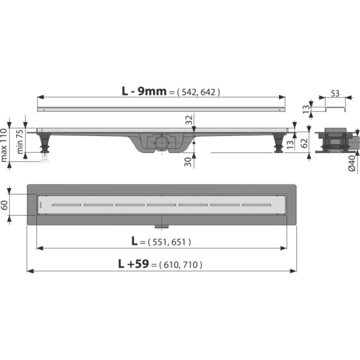 ODPŁYW PODŁOGOWY NIERDZEWNY Z RUSZTEM PERFOROWANYM I SYFONEM SMART