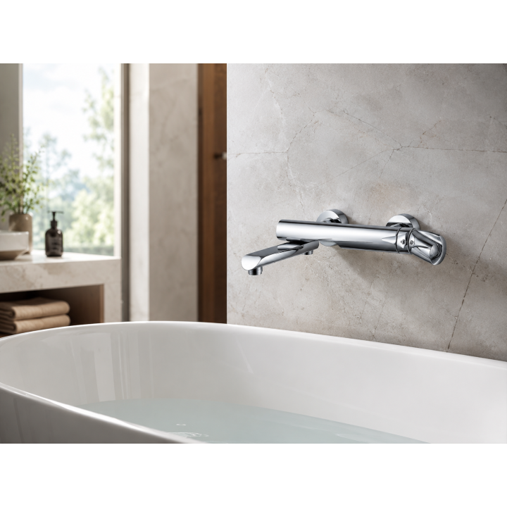 ALEA - BATERIA WANNOWA ŚCIENNA Z RUCHOMĄ WYLEWKĄ BEZ ZESTAWU NATRYSKOWEGO