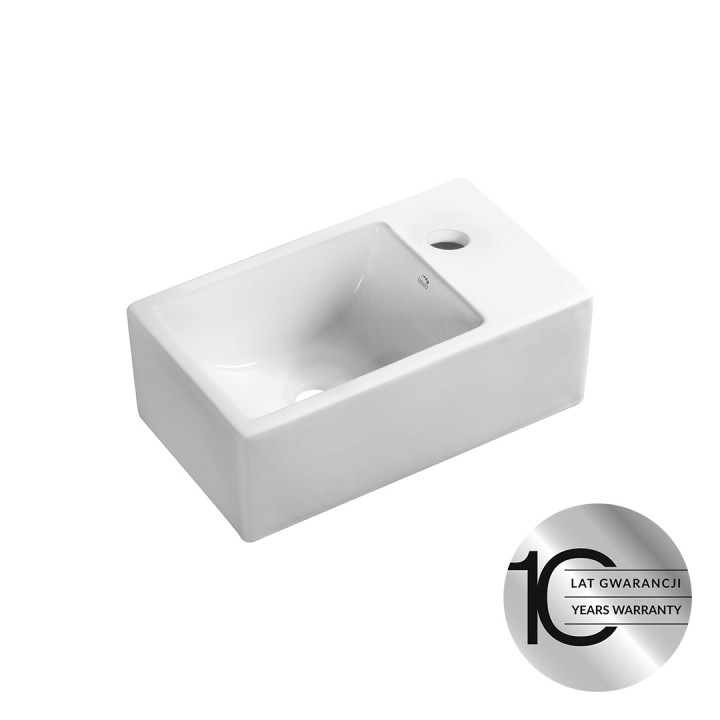 KVADRATO - UMYWALKA NABLATOWA/ŚCIENNA CERAMICZNA Z MIEJSCEM NA BATERIĘ