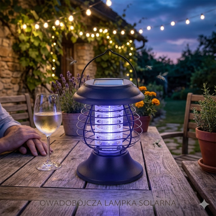 Solarna lampka OWADOBÓJCZA LED / UV z uchwytem
