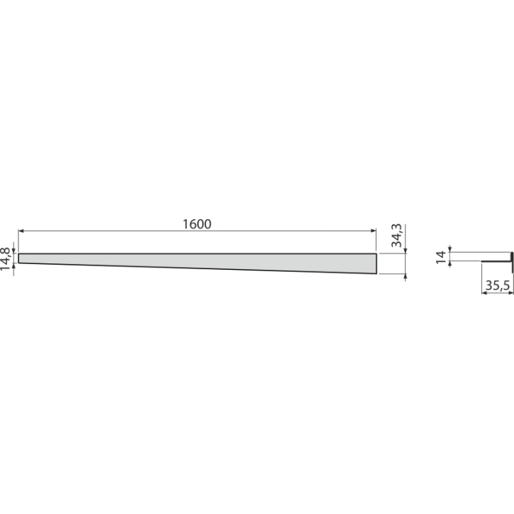 LISTWA NIERDZEWNA DO PODŁÓG ZE SPADEM LEWA GR. 12MM MAT AISI 304 1600MM