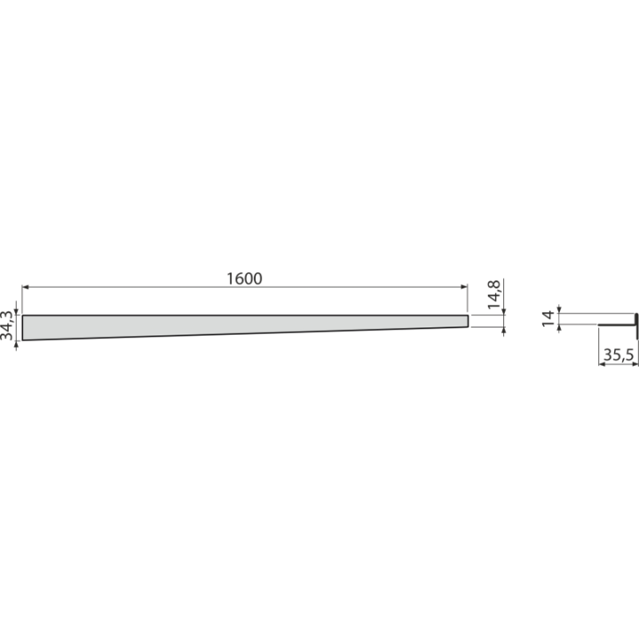 LISTWA NIERDZEWNA DO PODŁÓG ZE SPADKIEM PRAWY 1600MM AISI 304 MATOWA