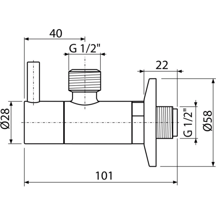 ZAWÓR KĄTOWY Z FILTREM 1/2"×1/2", OKRĄGłY, BIAłY