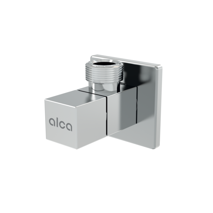 KWADRATOWY ZAWÓR KĄTOWY 1/2"×1/2", METAL CHROMOWANY, MONTAŻ ŚCIENNY