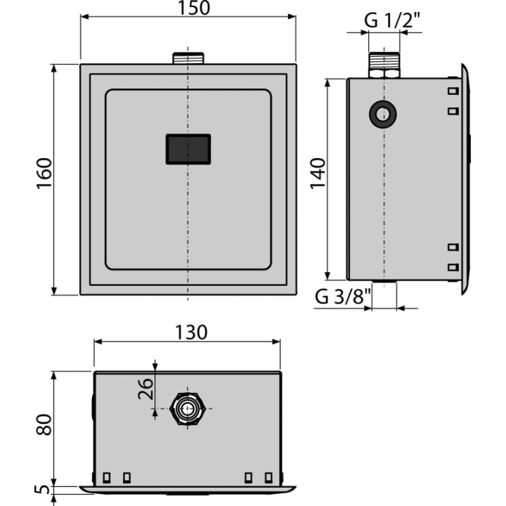 AUTOMATYCZNY ZAWÓR DO PISUARU 6V BATERIA STAL NIERDZEWNA CHROM USB