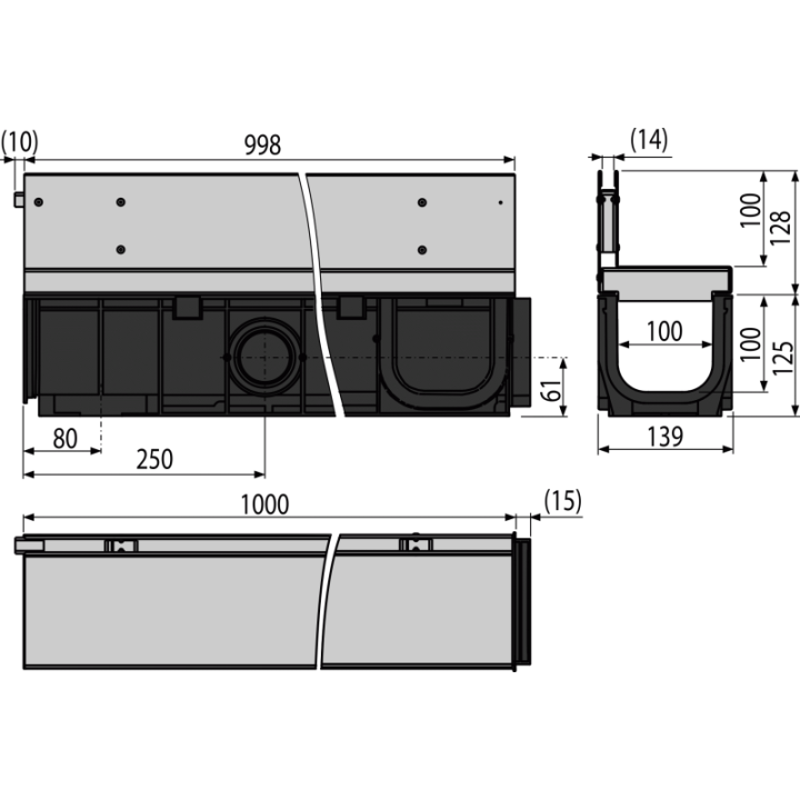 STAL OCYNKOWANA ODWODNIENIE ZEWNĘTRZNE ASYMETRYCZNE 100 MM - MODUŁOWE