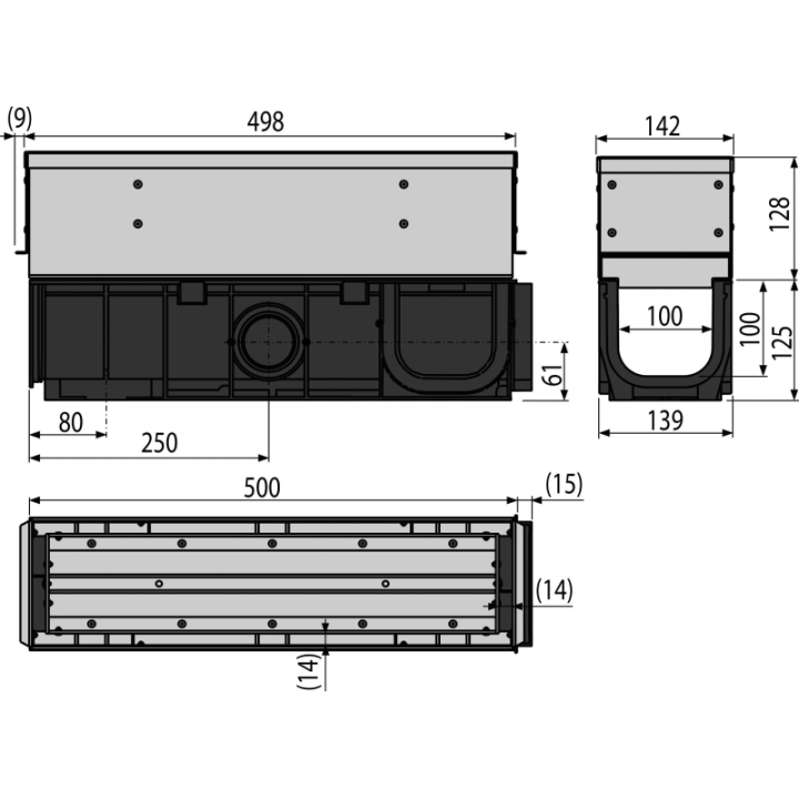 ODWODNIENIE ZEWNĘTRZNE SZCZELINOWE 100MM STAL NIERDZEWNA AISI 304 MODUŁOWY SYSTEM