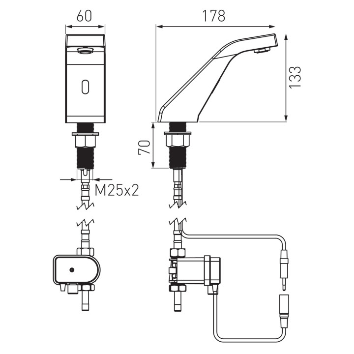 SIROCCO SENSOR BATERIA BEZDOTYKOWA STOJĄCA, CHROM