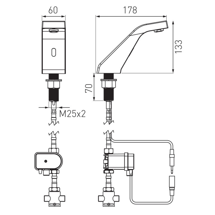 SIROCCO SENSOR PRE-MIXED BATERIA BEZDOTYKOWA STOJĄCA, CHROM