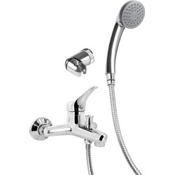 Bateria wannowa ścienna z zestawem prysznicowym chrom BOJ 011M