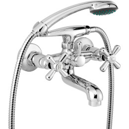 BATERIA WANNOWA ŚCIENNA Z ZESTAWEM PRYSZNICOWYM STAłA CHROM SYMETRIO BOS 011D