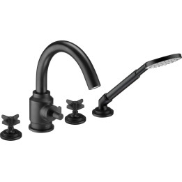BATERIA WANNOWA 4-OTWOROWA Z ZESTAWEM PRYSZNICOWYM STAłA NERO TEMISTO BQT N14D