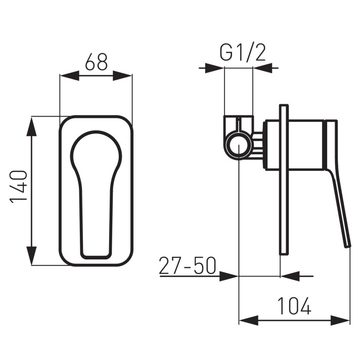 STRATOS BATERIA NATRYSKOWA PODTYNKOWA, 1-FUNKCYJNA, CHROM