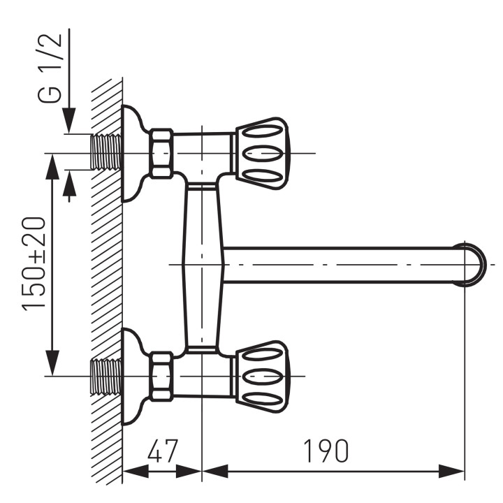 STANDARD BATERIA ZLEWOZMYWAKOWA ŚCIENNA, CHROM