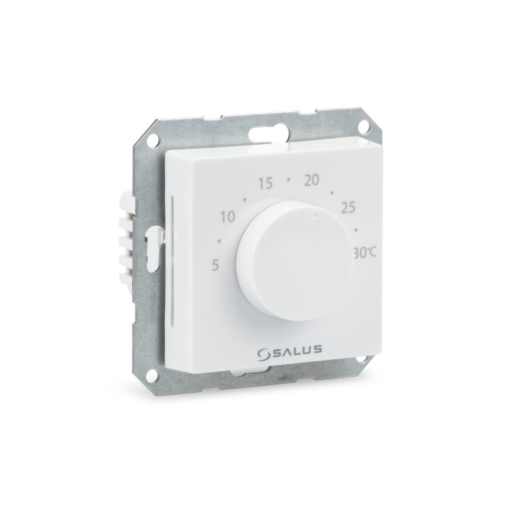 PRZEWODOWY, PODTYNKOWY, ELEKTRONICZNY REGULATOR TEMPERATURY - DOBOWY, 230V, BIAłY, MONTAŻ DO RAMKI 55X55