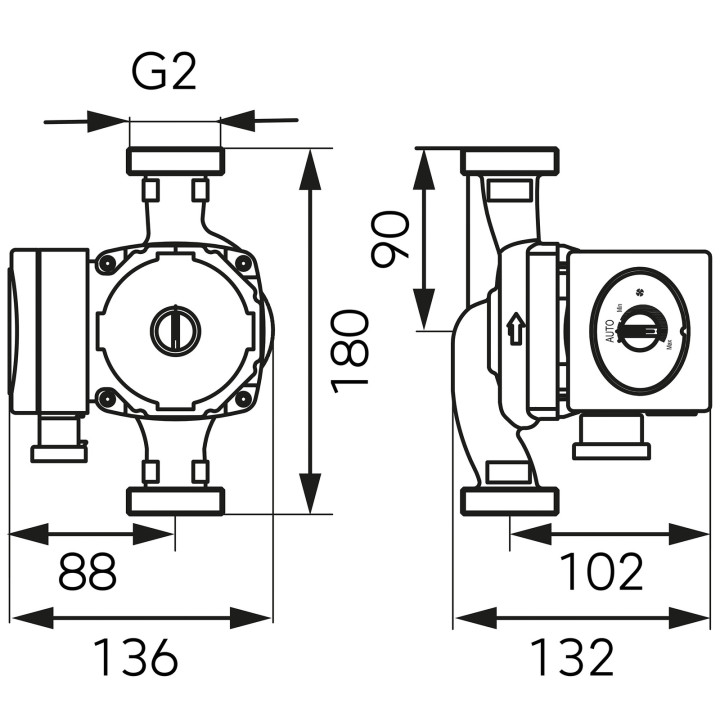 Pompa obiegowa do CO GPA II 180 32-8 elektroniczna adaptacja AUTO 230V