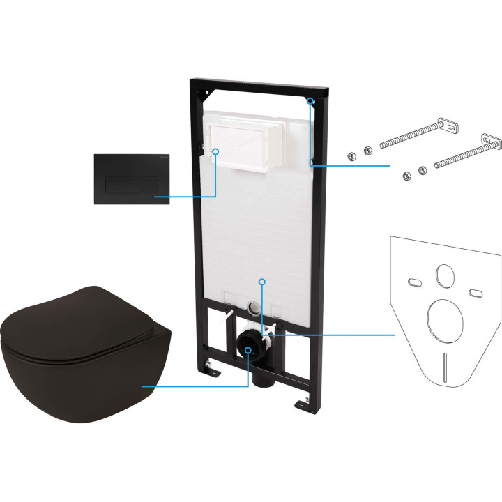 ZESTAW WC PODTYNKOWY 6 W 1 NERO NERO CDENNZPW