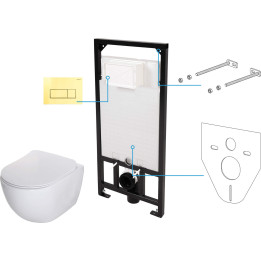 ZESTAW WC PODTYNKOWY 6 W 1 BIAłY ZłOTY CDEZ6ZPW