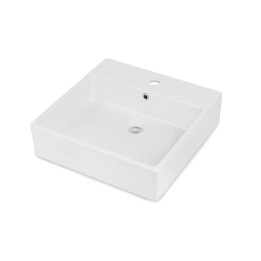 UMYWALKA CERAMICZNA NABLATOWA/ŚCIENNA Z MIEJSCEM NA BATERIĘ - 50X50 CM BIAłY CDT 6U5S