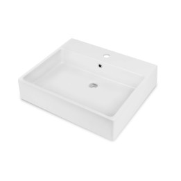 UMYWALKA CERAMICZNA NABLATOWA/ŚCIENNA Z MIEJSCEM NA BATERIĘ - 60X50 CM BIAłY CDT 6U6S