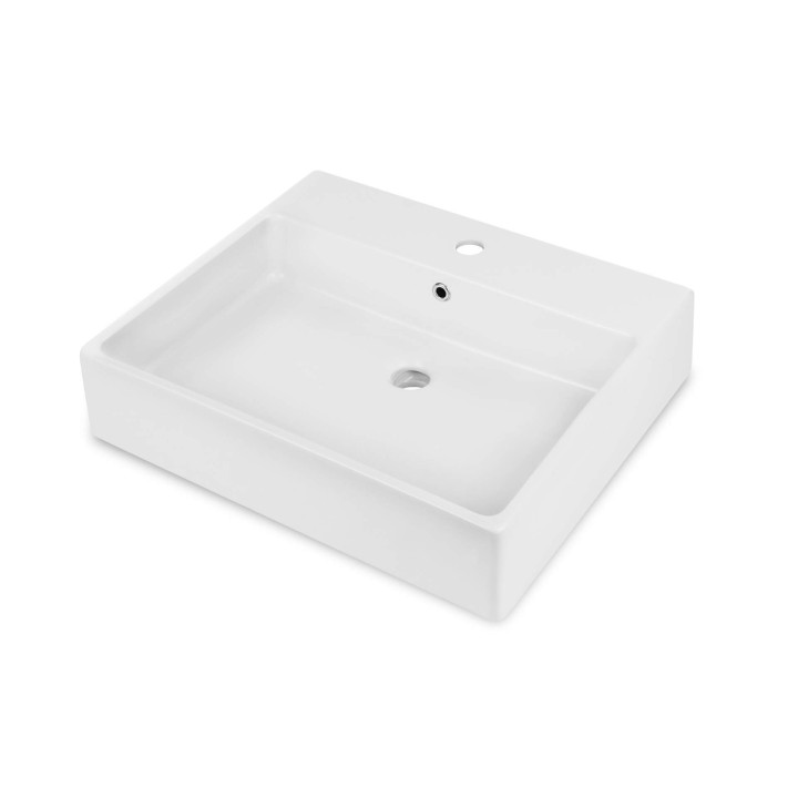 UMYWALKA CERAMICZNA NABLATOWA/ŚCIENNA Z MIEJSCEM NA BATERIĘ - 60X50 CM BIAłY CDT 6U6S