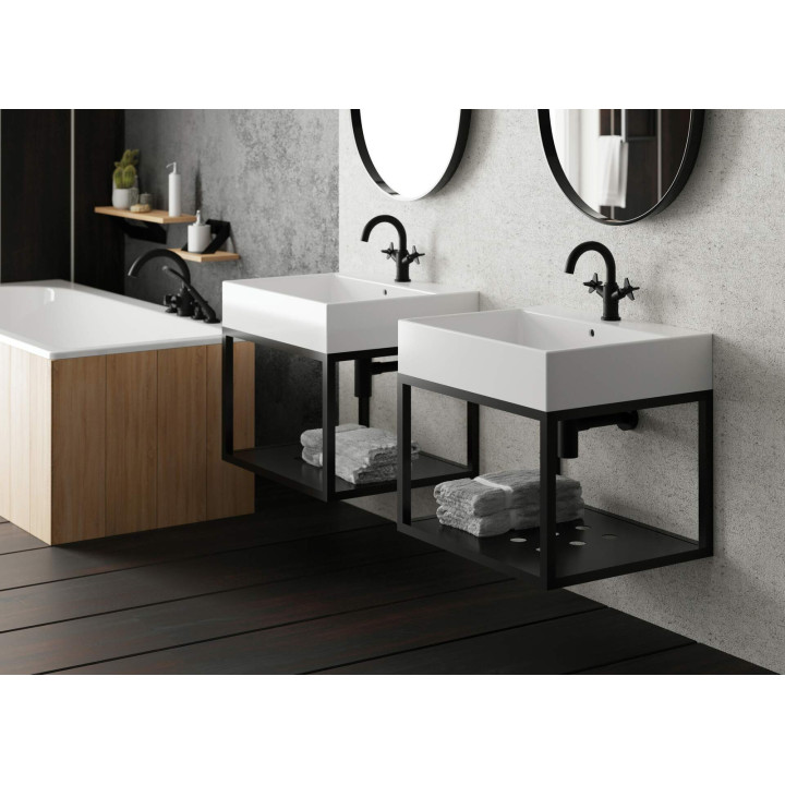 UMYWALKA CERAMICZNA NABLATOWA/ŚCIENNA Z MIEJSCEM NA BATERIĘ - 60X50 CM BIAłY CDT 6U6S