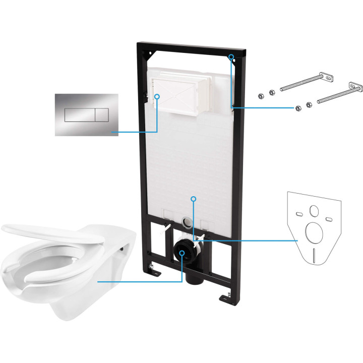 ZESTAW WC PODTYNKOWY 6 W 1 BIAłY CHROM CDVS6WPW