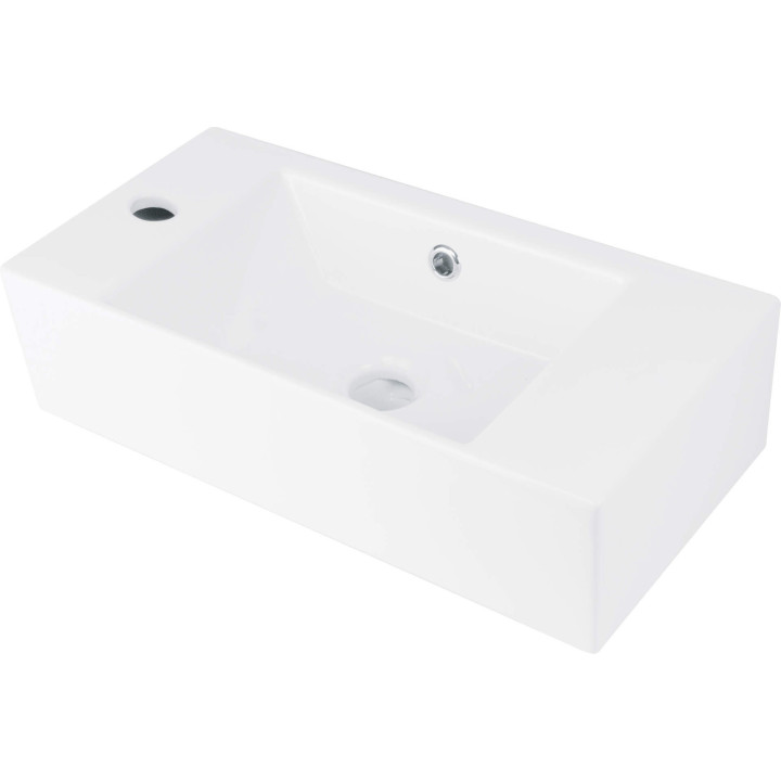 UMYWALKA CERAMICZNA NABLATOWA/ŚCIENNA Z MIEJSCEM NA BATERIĘ - LEWA BIAłY CDY 6U2L