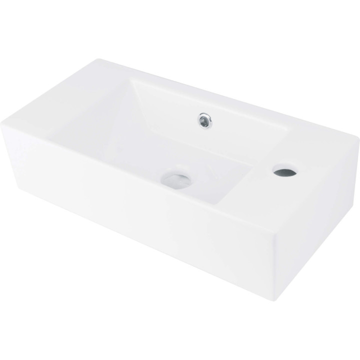 UMYWALKA CERAMICZNA NABLATOWA/ŚCIENNA Z MIEJSCEM NA BATERIĘ - PRAWA BIAłY CDY 6U2R