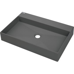 UMYWALKA GRANITOWA NABLATOWA Z MIEJSCEM NA BATERIĘ - 60X40 CM ANTRACYT METALIK CQR TU6S